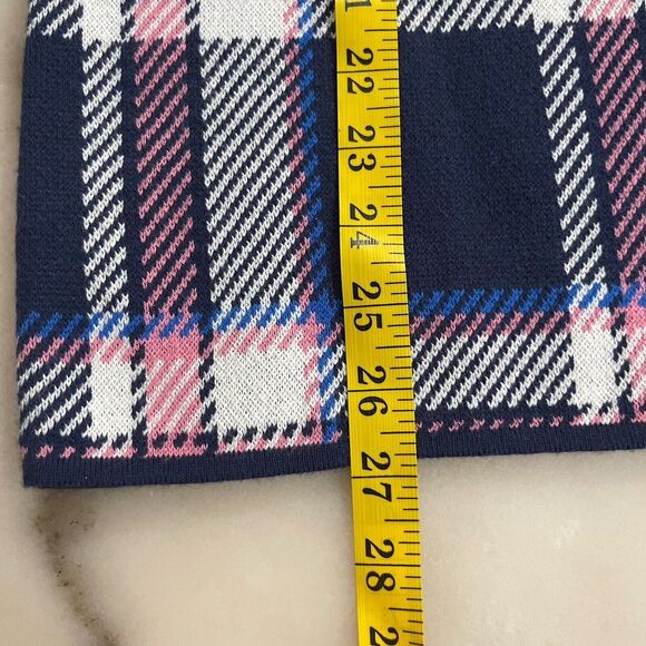 Lands' End Sweater Women's size‎ Large Blue Pink Plaid Pullover Mock Neck Casual - Picture 6 of 7